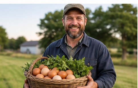 Local farmer with fresh goods