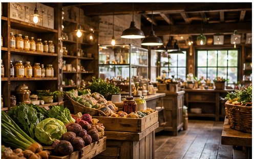 Cozy local market interior