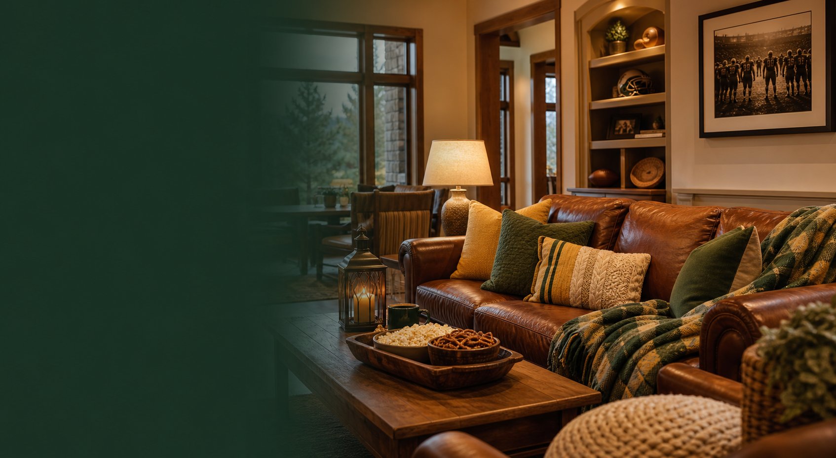 Cozy Green Bay football weekend rental living room