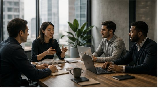 Founder meeting in a modern office