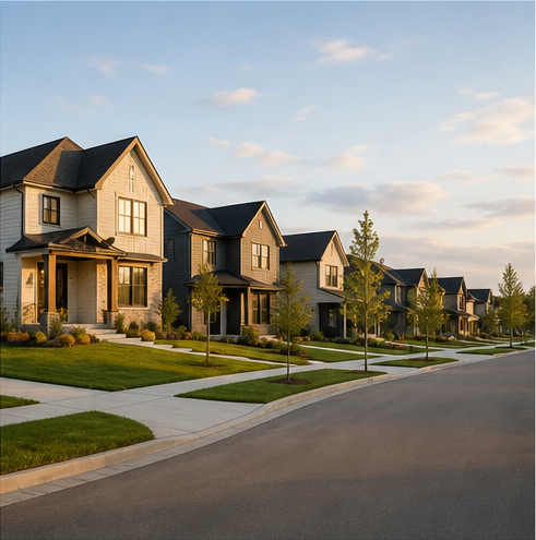 New homes along a neighborhood street