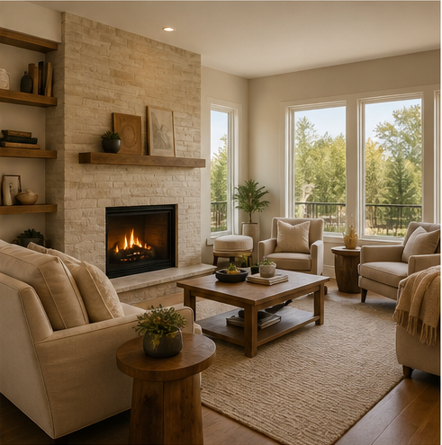 Warm living room in a new home