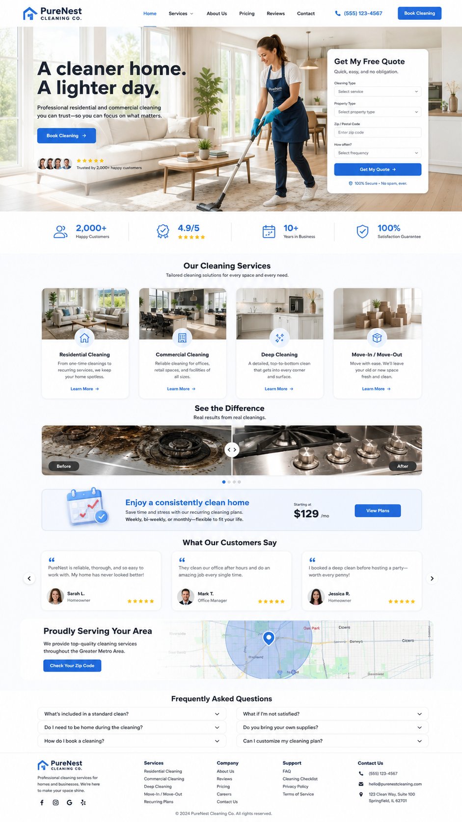 Cleaning service website concept