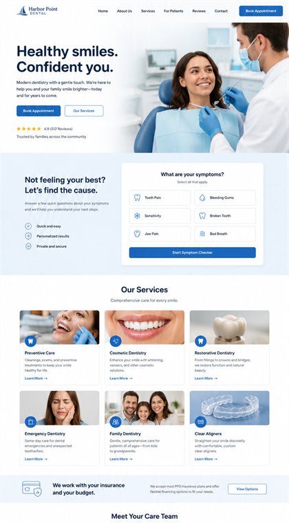 Dental practice website direction shown on a mobile screen