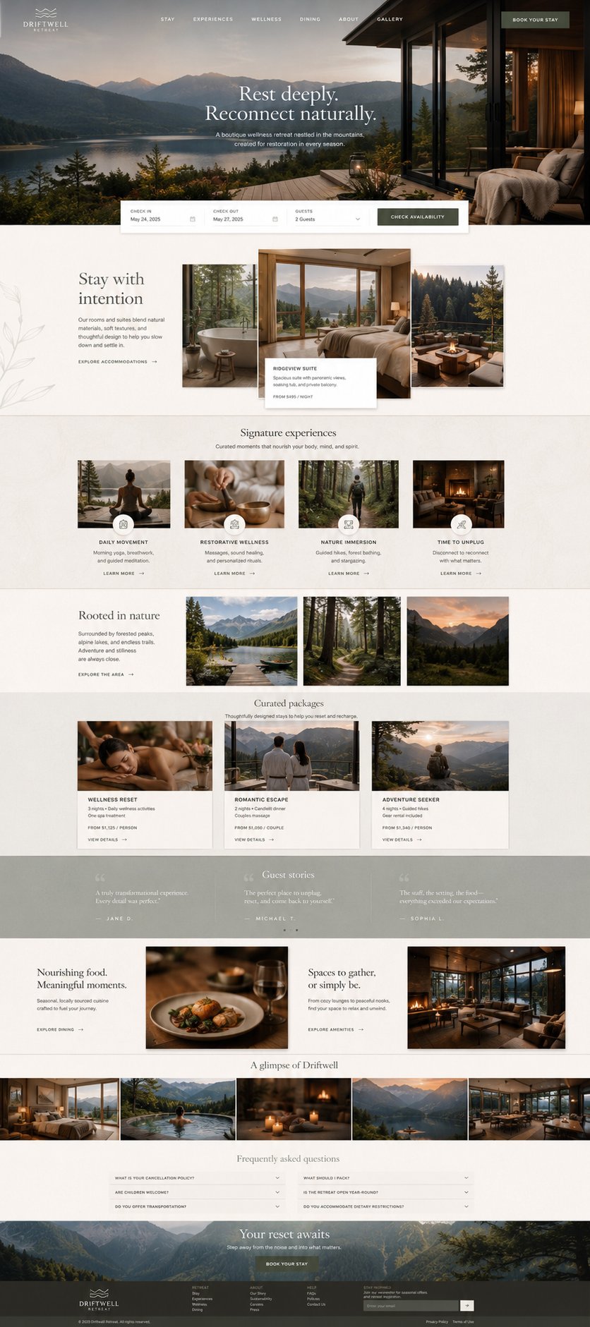 Destination rental website concept