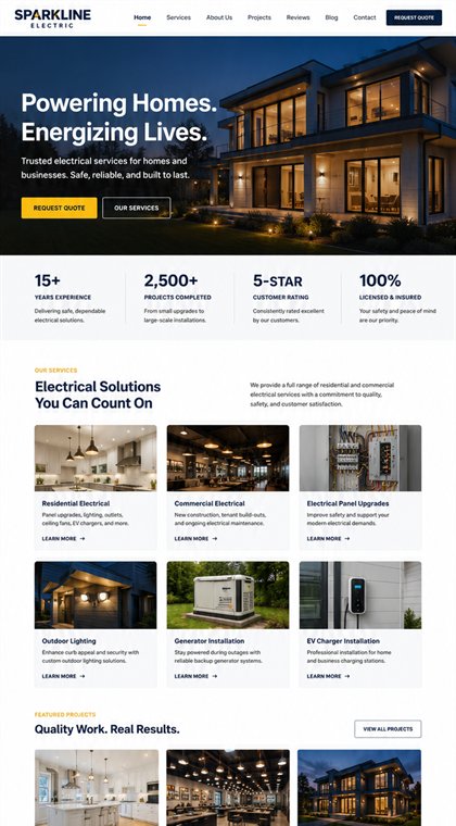Electrician demo mobile layout