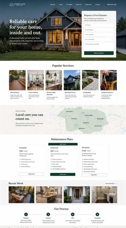 Home improvement demo mobile layout
