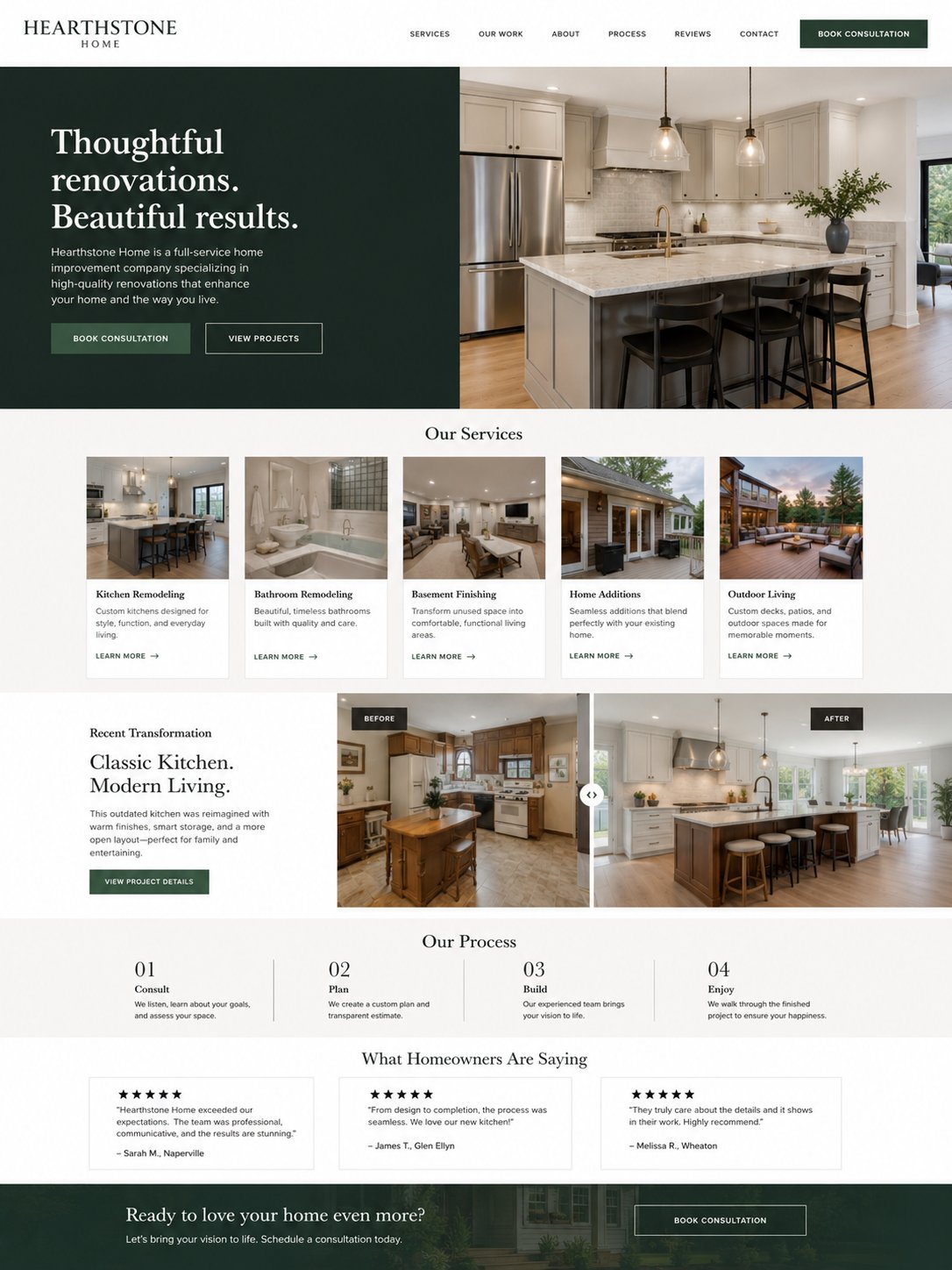 Contractor homepage website concept