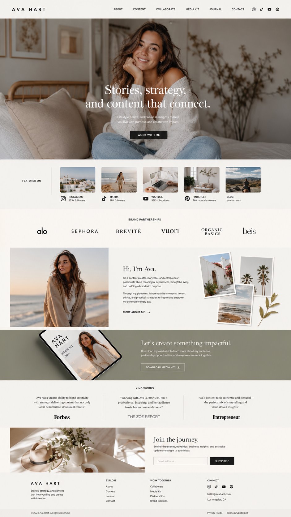 Creator brand website concept
