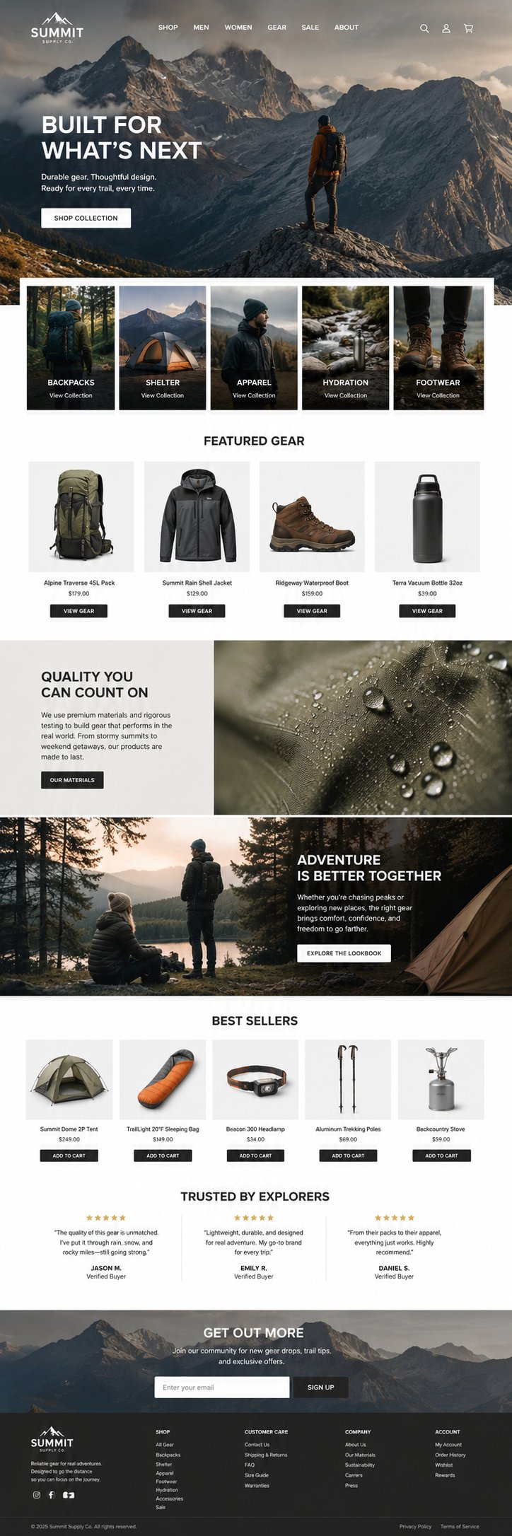 Outdoor store ecommerce website concept