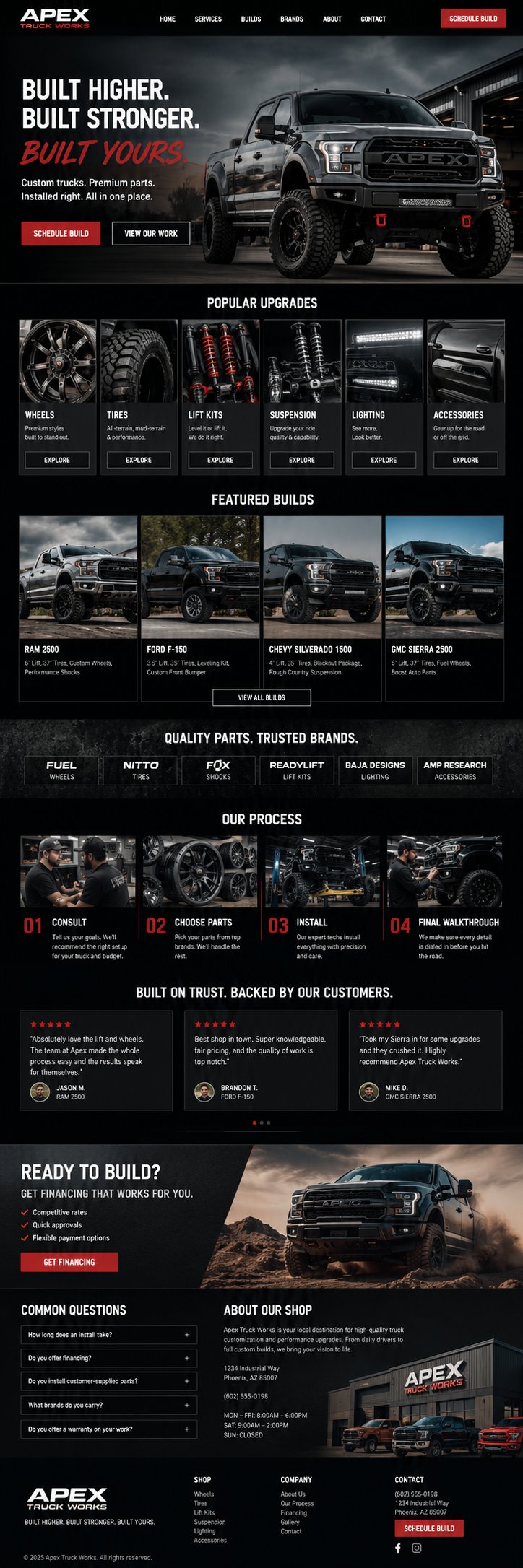 B2B truck supplies ecommerce website concept
